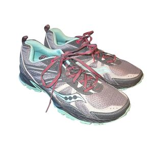 Saucony S15203-4 Excursion TR8 XT-600 Gray & Teal Trail Running Sneakers Sz 9.5